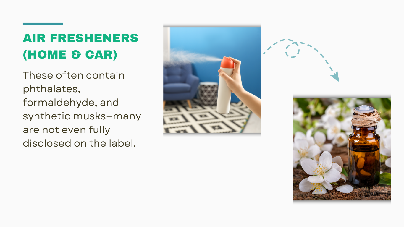 Air fresheners as toxic household items with natural essential oil diffuser swap