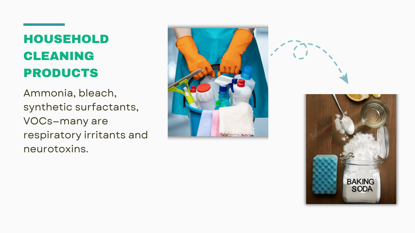Toxic household cleaning products and natural non-toxic cleaning solutions