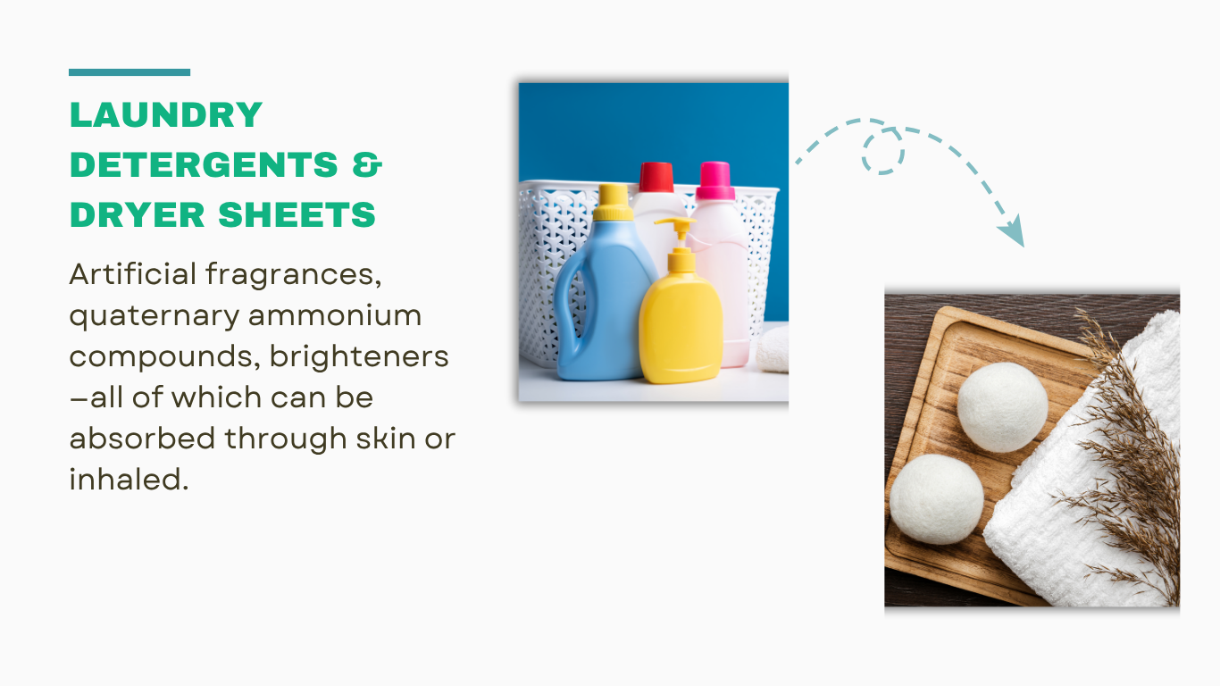 Fragranced laundry products as toxic household items with clean detergent and wool dryer ball alternatives